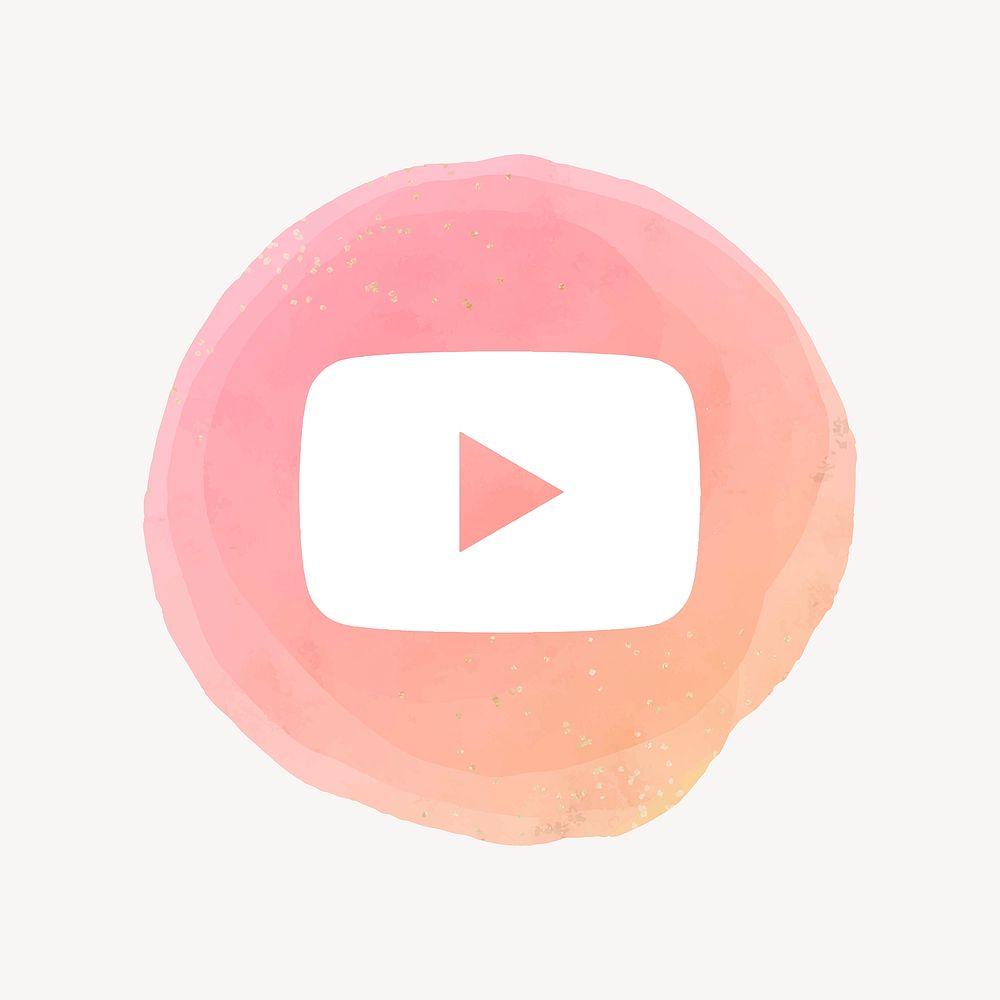 YouTube app icon vector with a watercolor graphic effect. 21 JULY 2021 - BANGKOK, THAILAND
