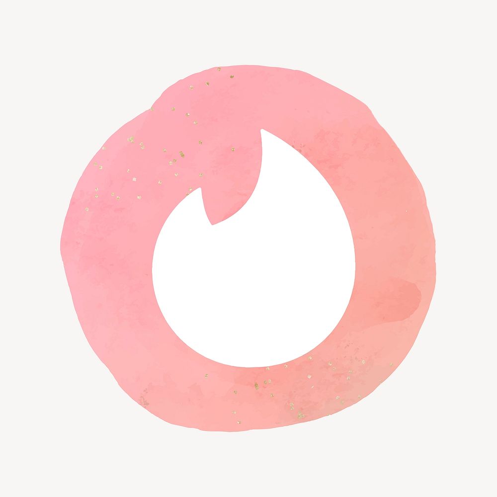 Tinder icon for social media in watercolor design. 2 AUGUST 2021 - BANGKOK, THAILAND