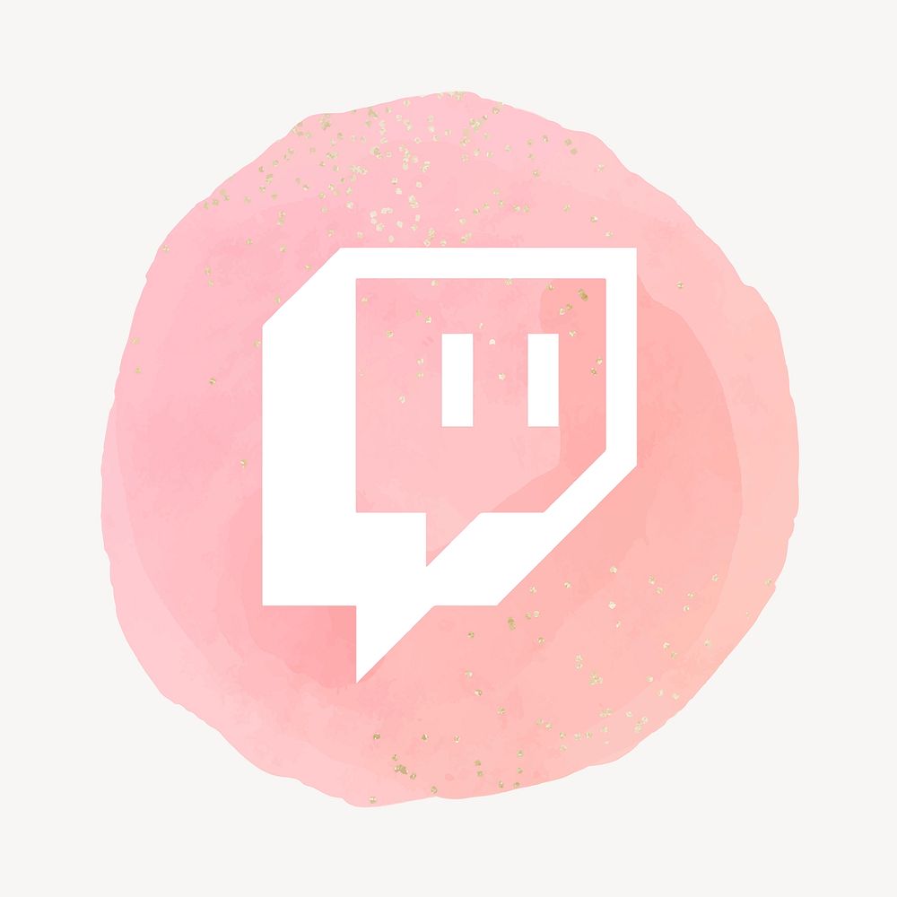 Twitch icon for social media in watercolor design. 2 AUGUST 2021 - BANGKOK, THAILAND