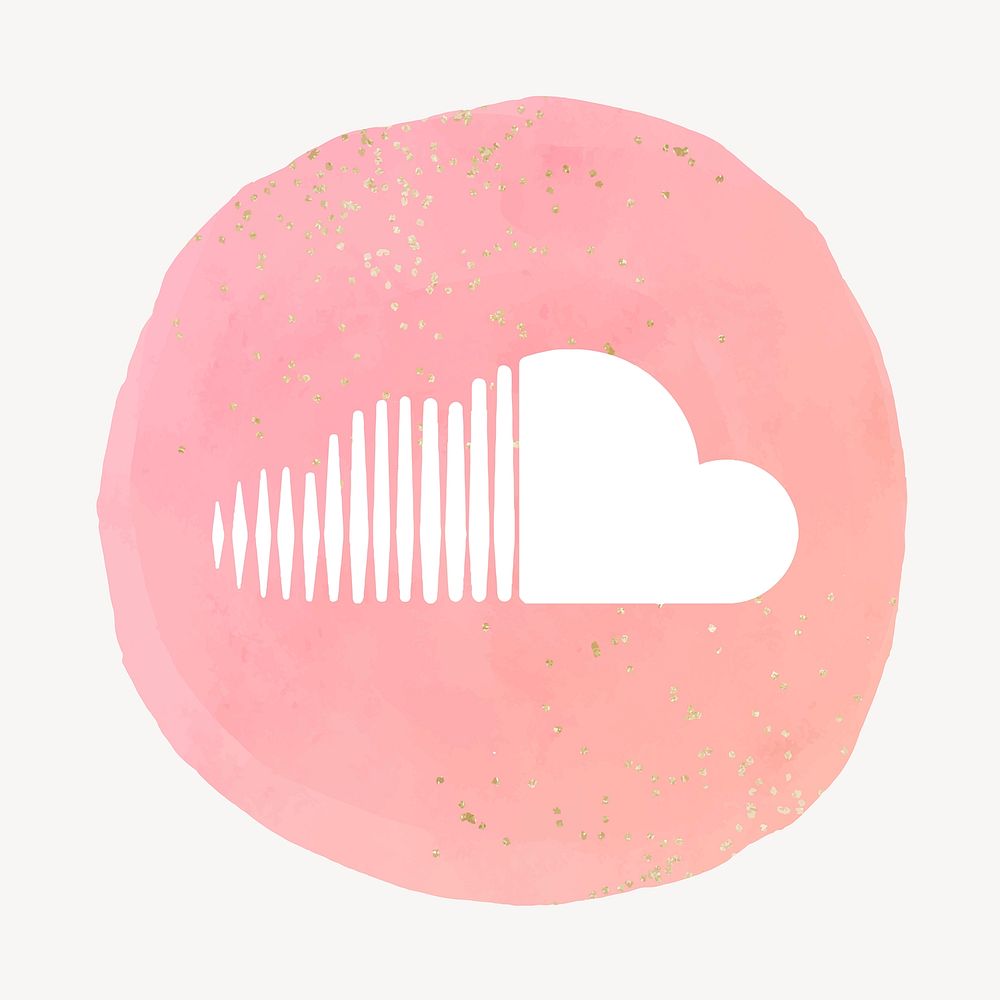 SoundCloud icon for social media in watercolor design.  2 AUGUST 2021 - BANGKOK, THAILAND