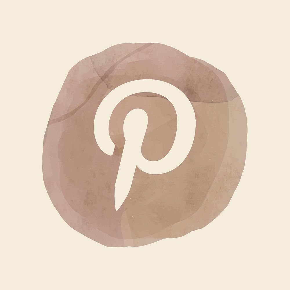 Pinterest logo in watercolor design. Social media icon. 2 AUGUST 2021 - BANGKOK, THAILAND