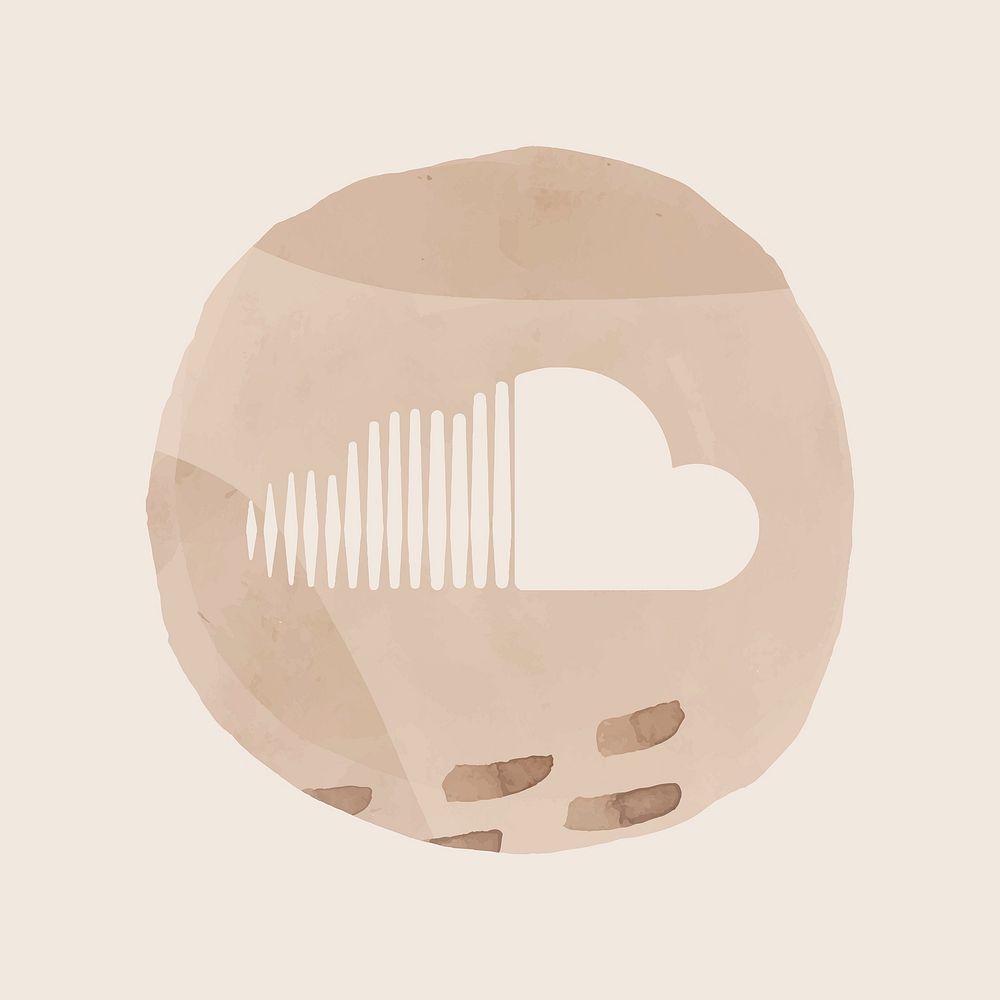 SoundCloud icon for social media in watercolor design. 2 AUGUST 2021 - BANGKOK, THAILAND
