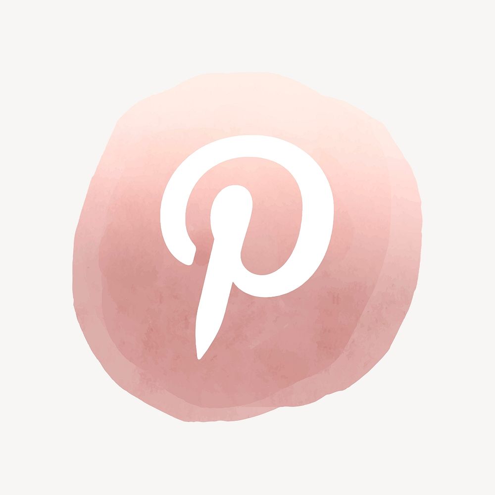 Pinterest logo in watercolor design. Social media icon. 2 AUGUST 2021 - BANGKOK, THAILAND