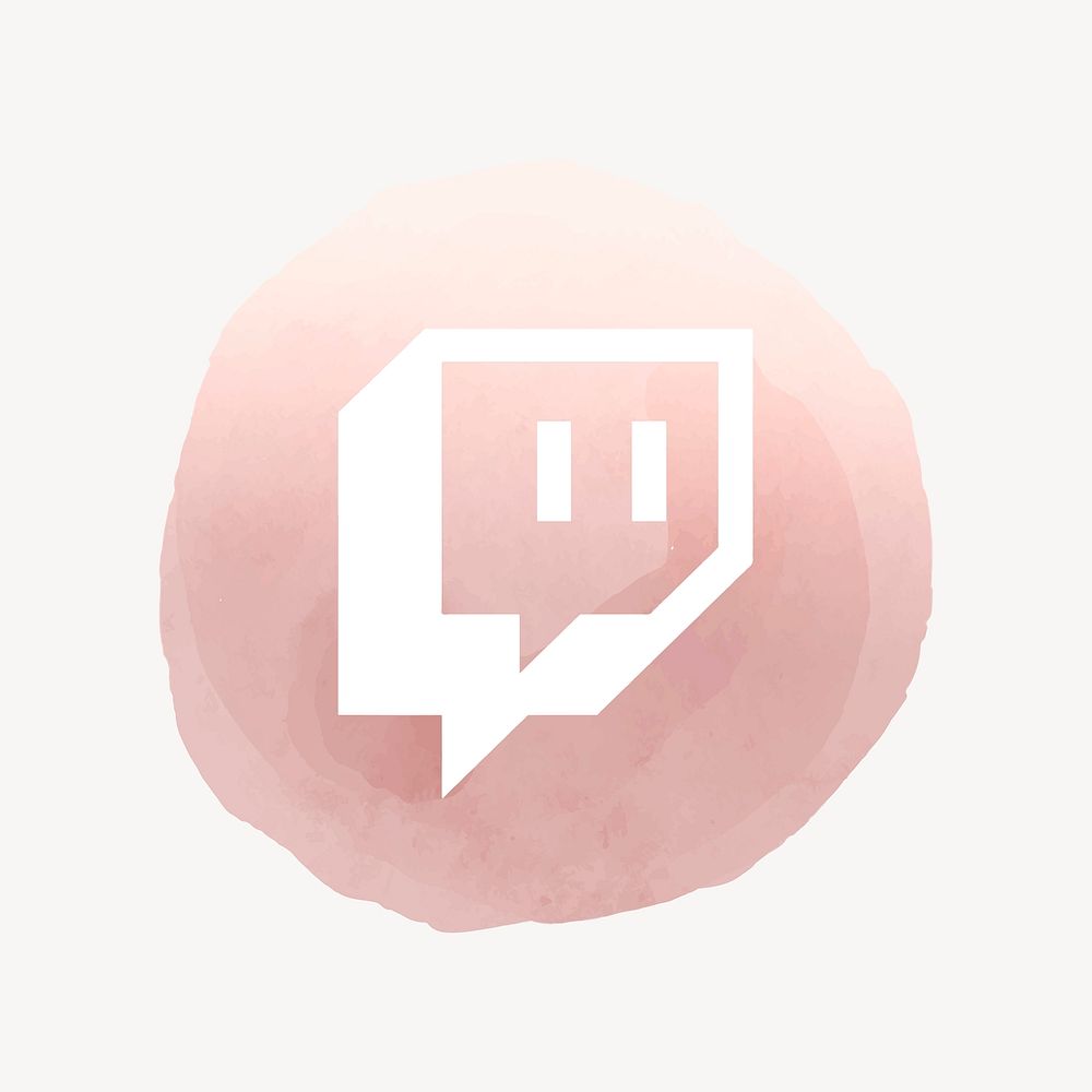 Twitch icon for social media in watercolor design. 2 AUGUST 2021 - BANGKOK, THAILAND