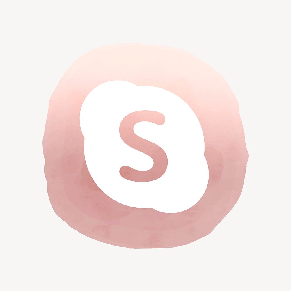 Skype app icon vector with a watercolor graphic effect. 2 AUGUST 2021 - BANGKOK, THAILAND