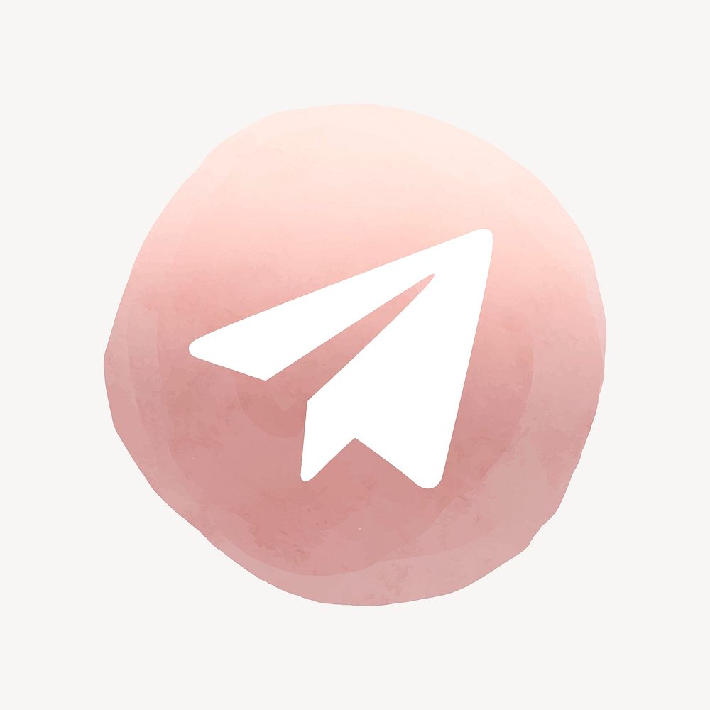 Telegram logo in watercolor design. Social media icon. 2 AUGUST 2021 - BANGKOK, THAILAND