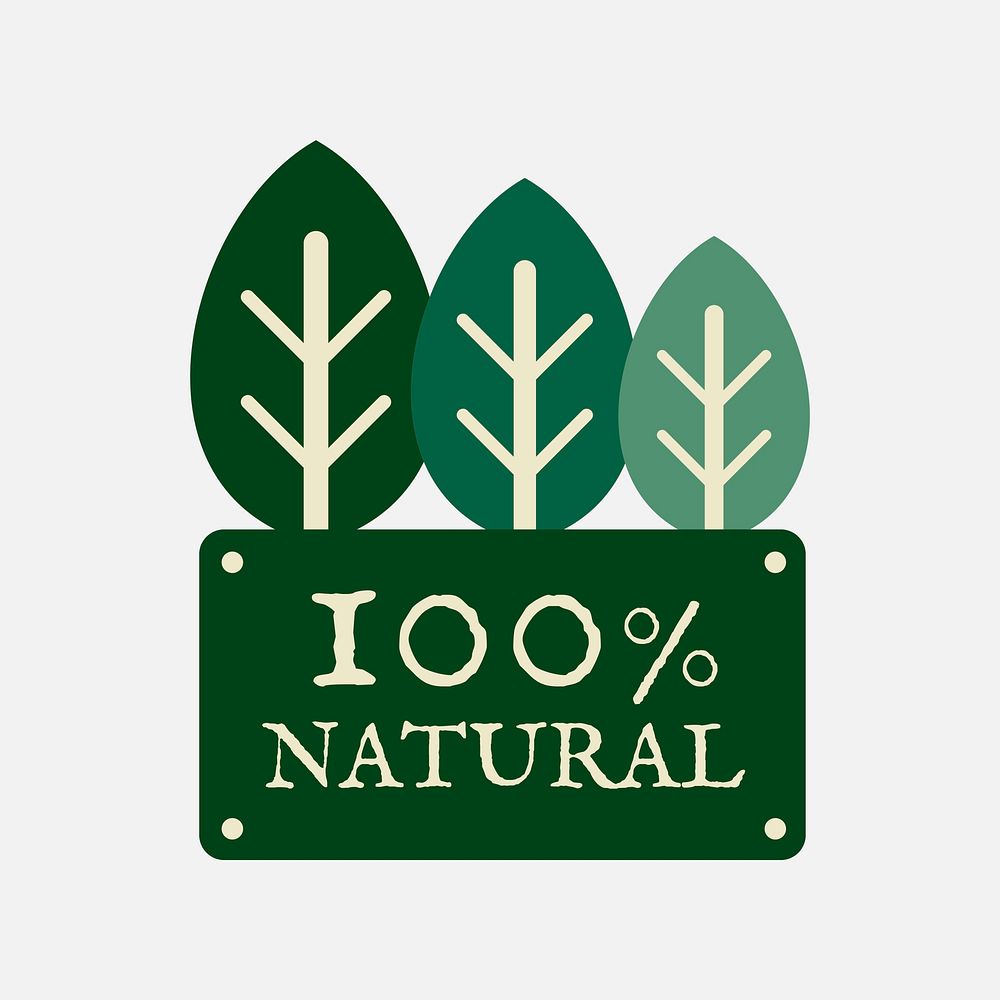 100% natural badge sticker vector for food business campaign