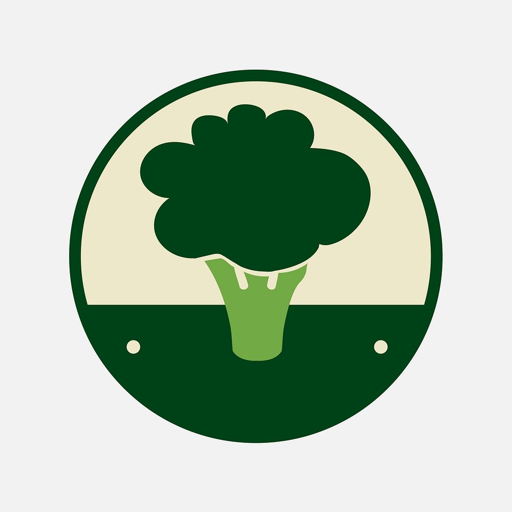 Broccoli vegetable business badge logo for healthy diet food marketing campaign