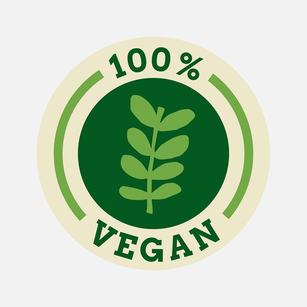 Vegan label marketing sticker vector for food packaging