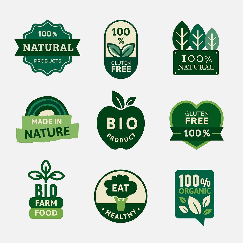 Oragnic product badges set for healthy food marketing campaign