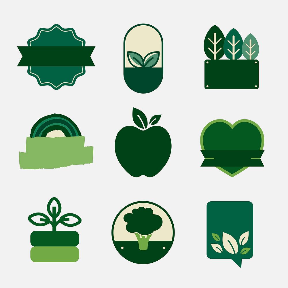 Natural products blank badges set in green