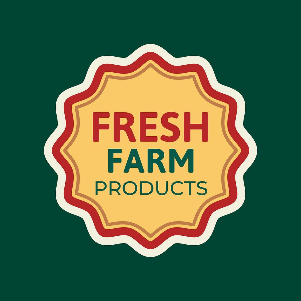 Fresh farm products badge logo for healthy diet food marketing campaign