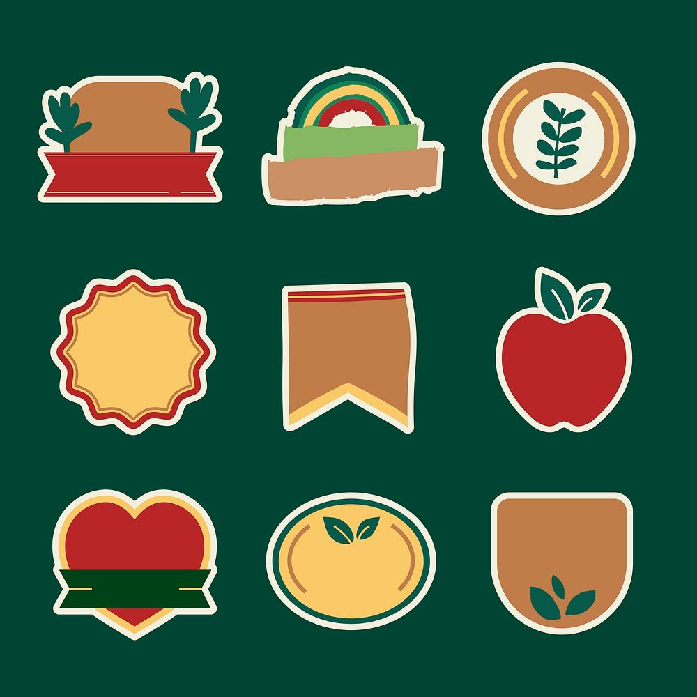 Natural products badges set inretro style