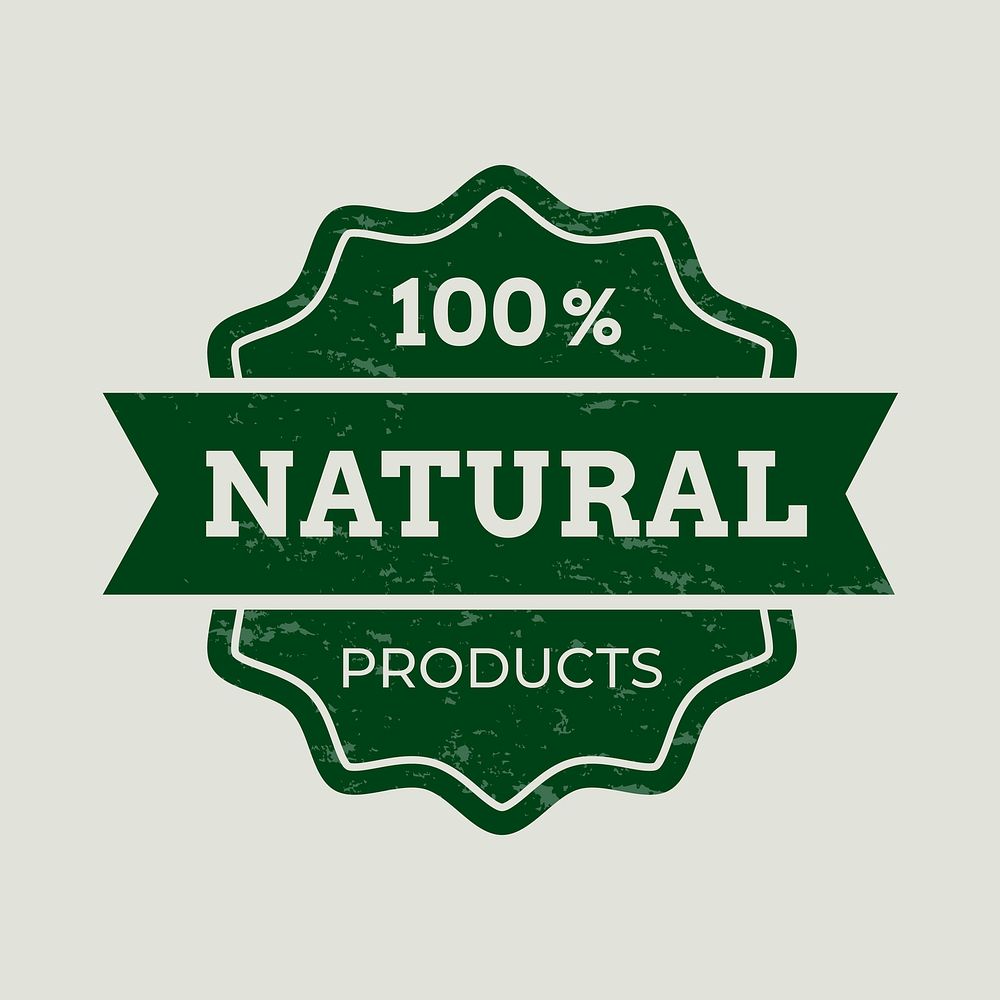 100% natural products badge logo for food marketing campaign