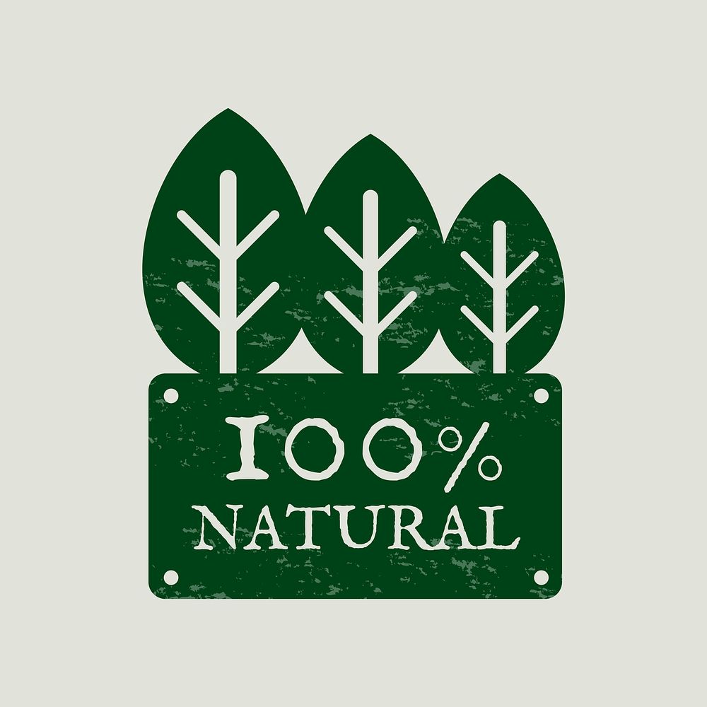 100% natural badge sticker vector for food marketing campaign