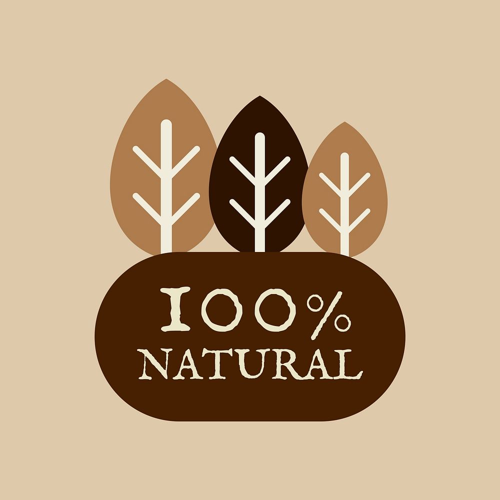 100% natural badge sticker vector for food marketing campaign