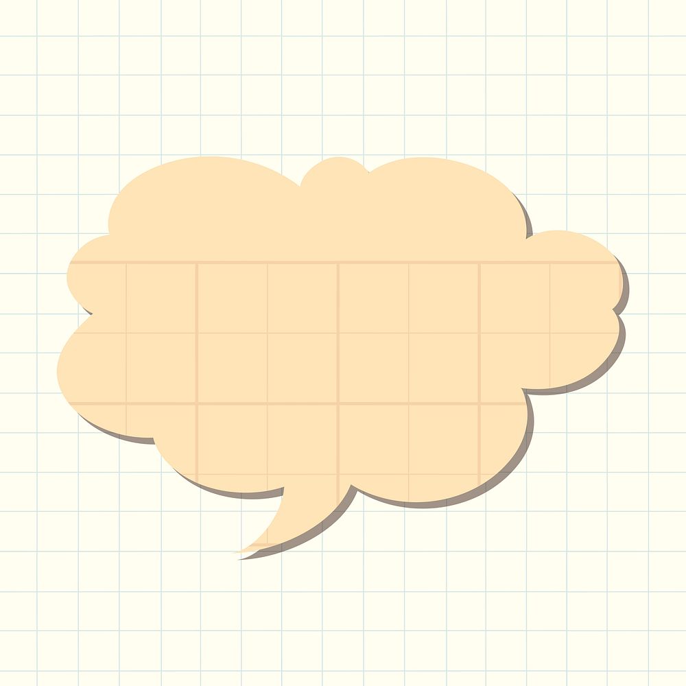 Speech bubble vector in grid beige paper pattern style