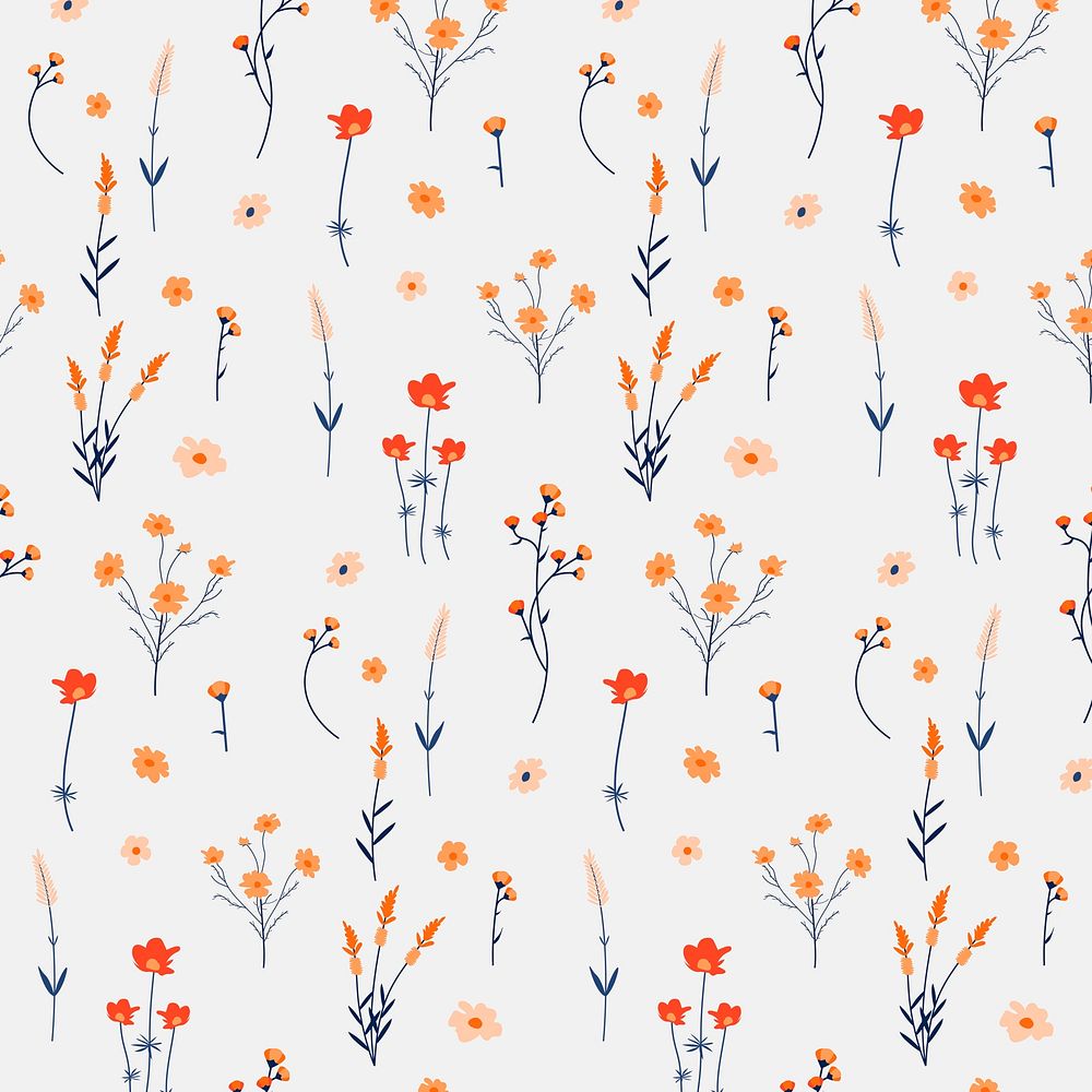 Aesthetic red wildflower pattern graphic