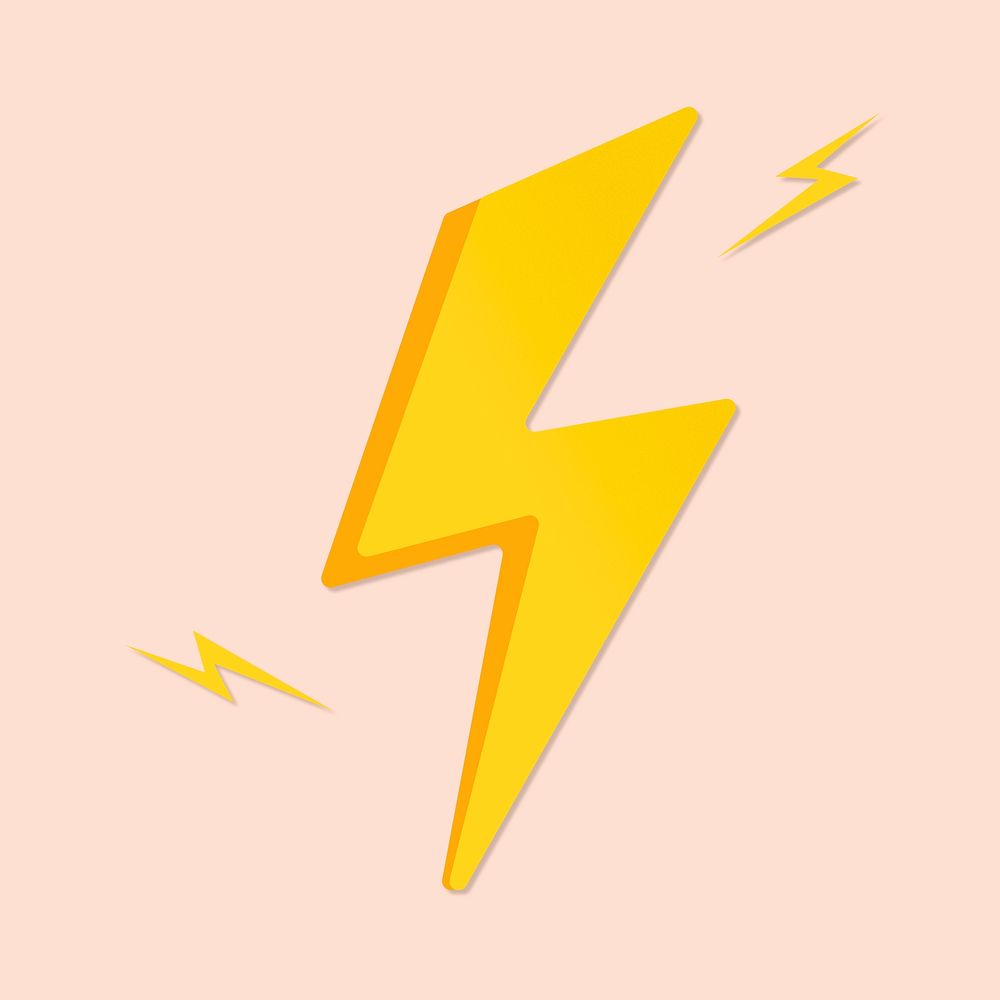 Yellow lightning bolt cute weather clipart