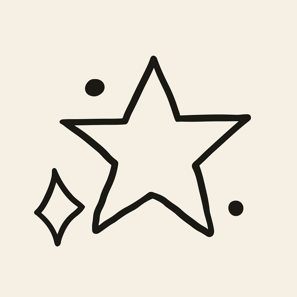 Stars, sparkles icon in doodle style on beige background