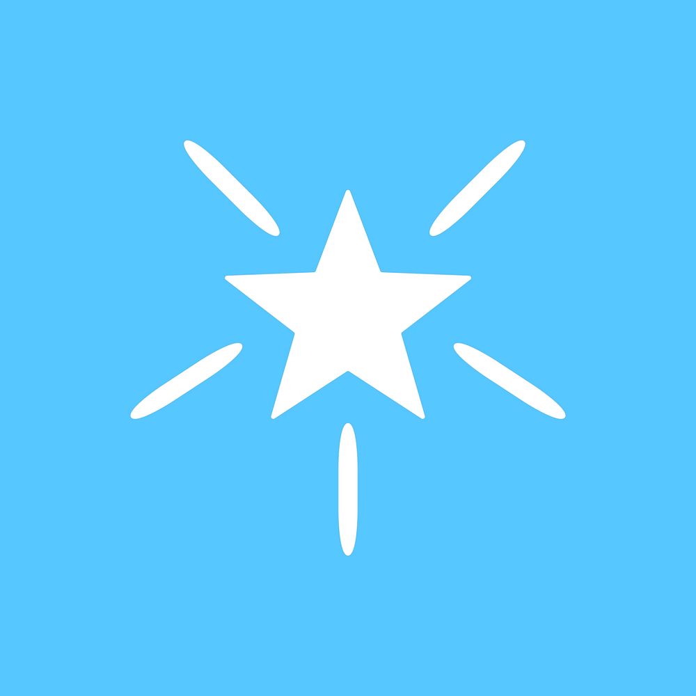 Stars vector sparkles icon in simple style on blue background