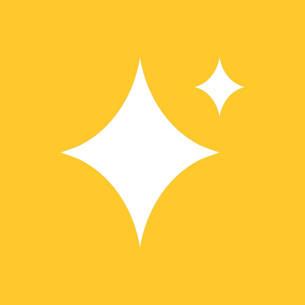 Sparkling stars icon in simple style on yellow background