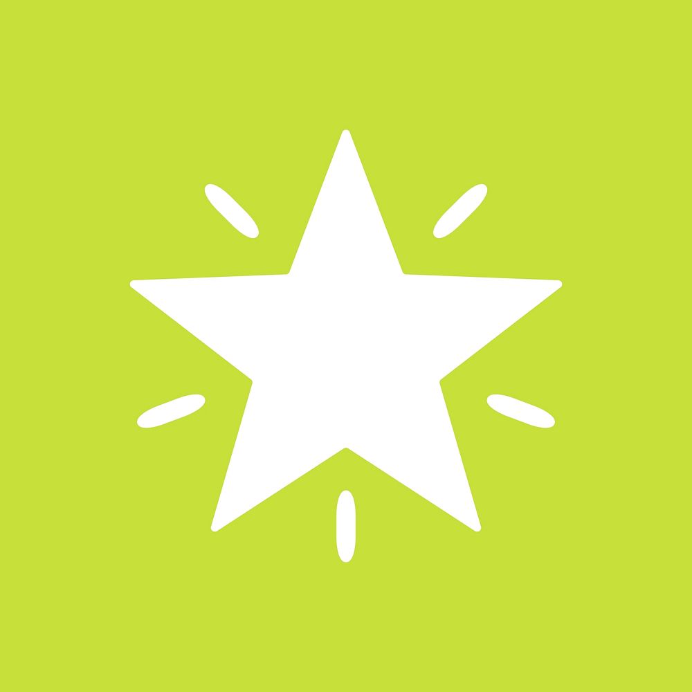 Stars vector sparkling icon in simple style on green background