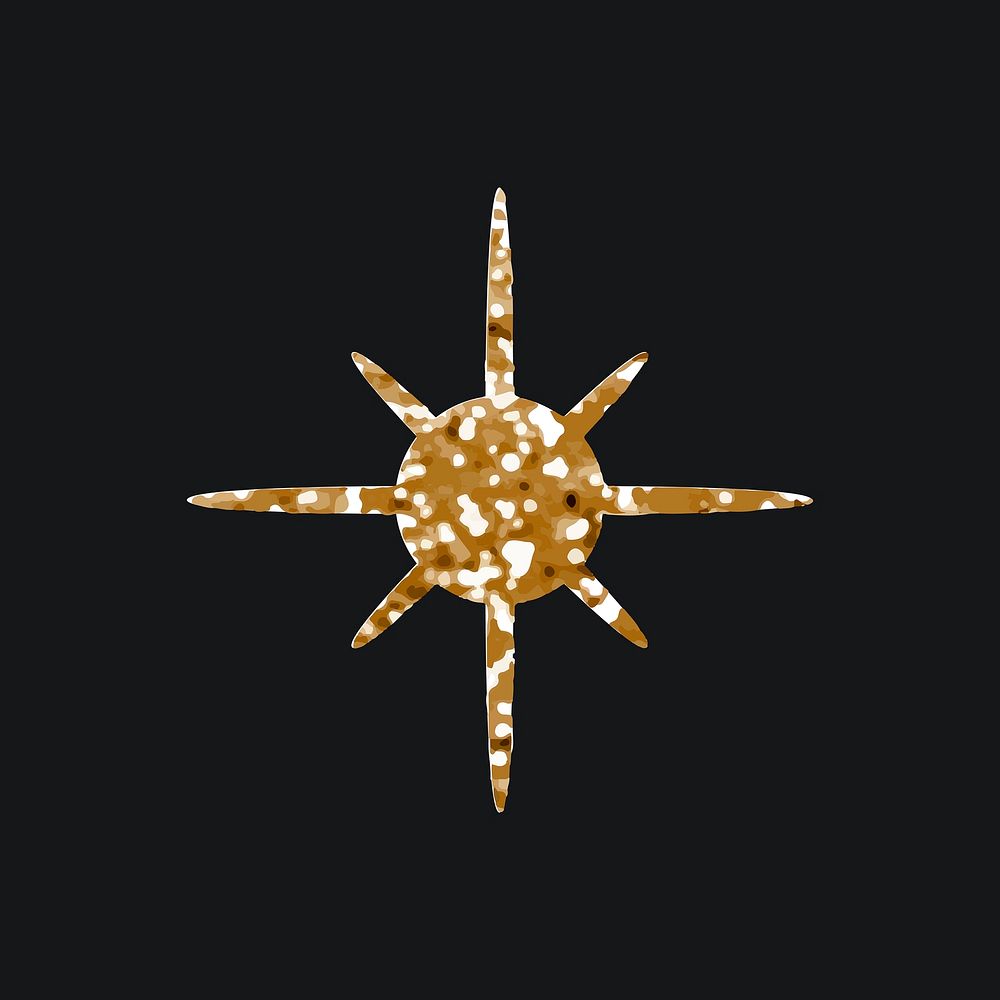 Sparkling stars vector icon with glitter texture on black background