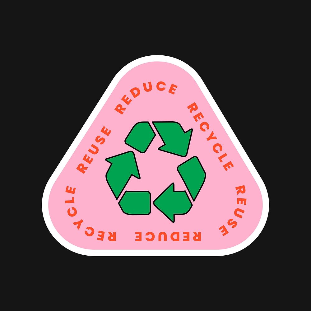 Colorful recycle badge illustration with reuse reduce recycle text