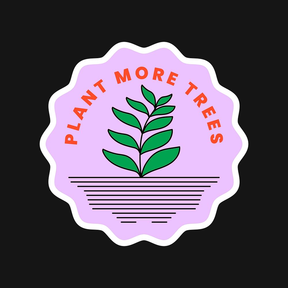 Colorful environment badge illustration with plant more trees text