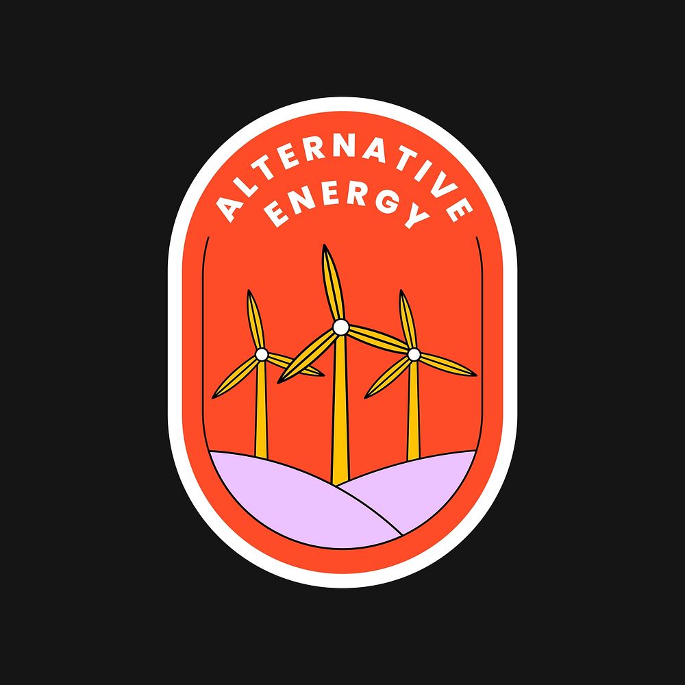 Sticker alternative energy vector with wind turbine illustration