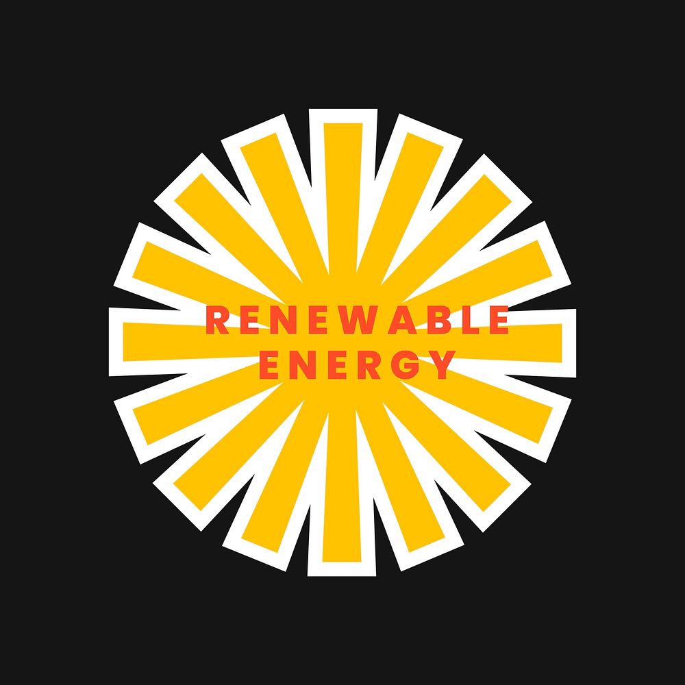 Sticker renewable energy vector with solar power illustration