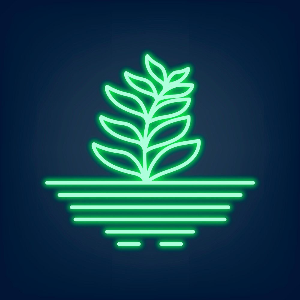Neon sign vector plant icon illustration