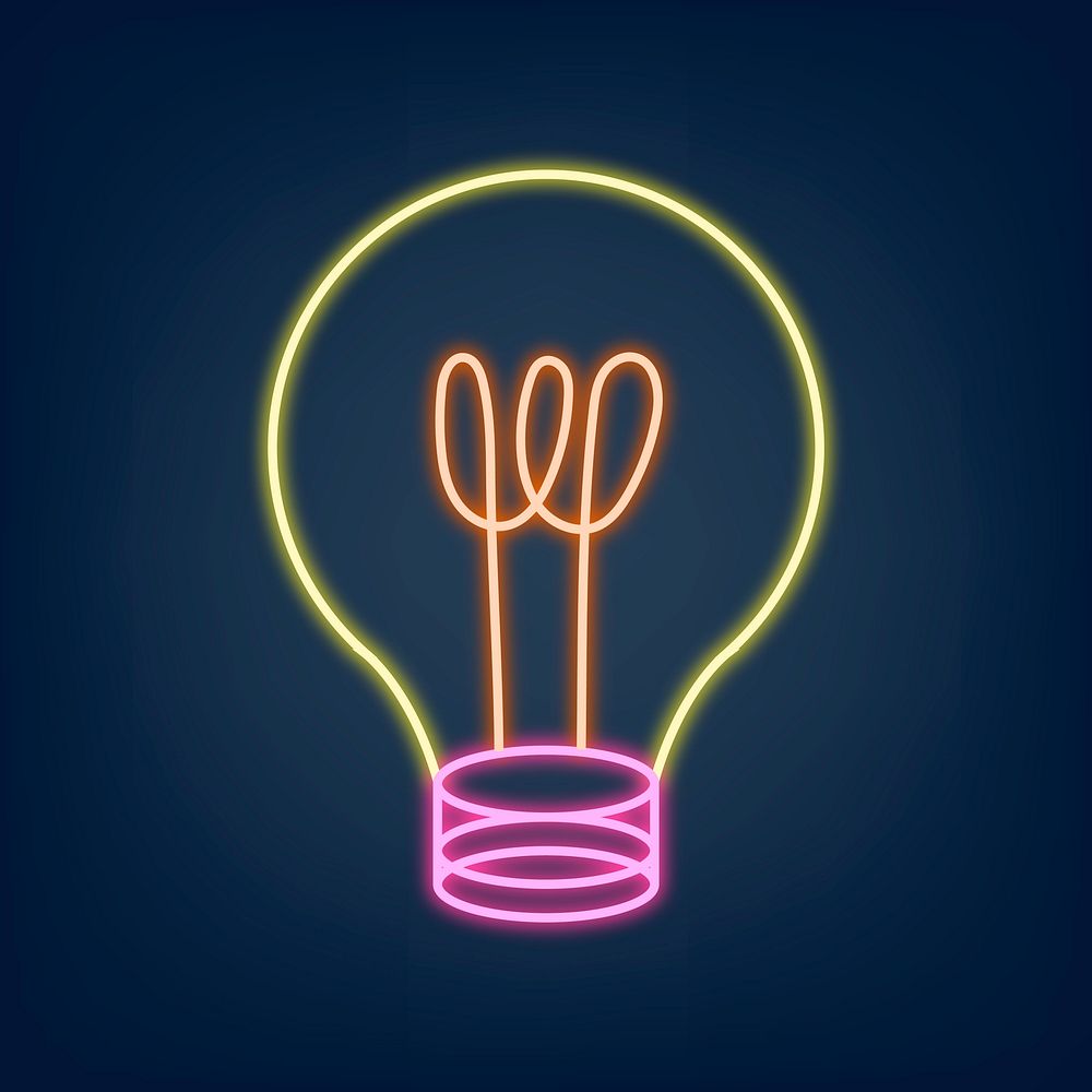 Neon sign light bulb icon illustration vector