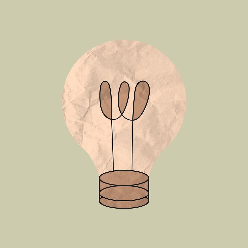 Light bulb sticker vector illustration, wrinkled paper texture