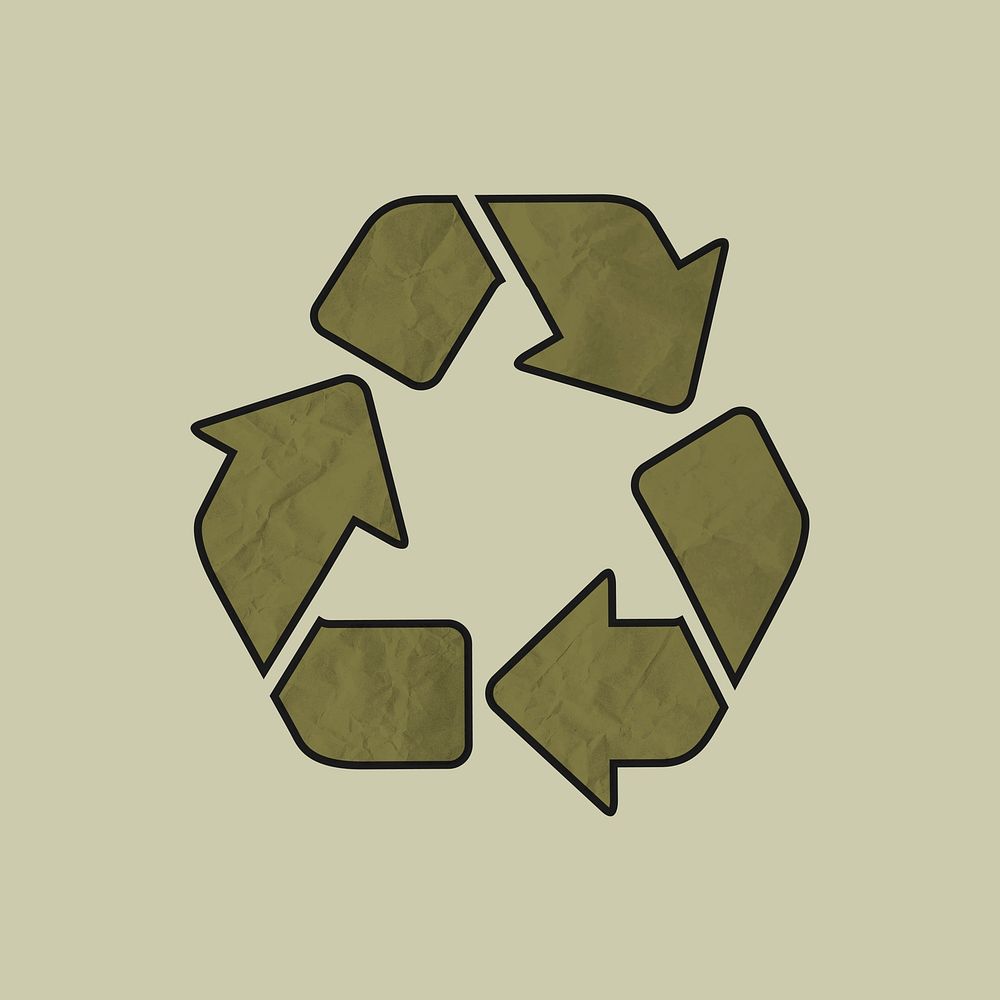Recycle symbol sticker vector illustration in wrinkled paper texture