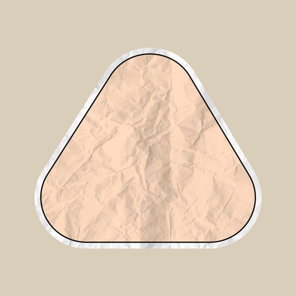 Badge sticker vector beige triangle label illustration in wrinkled paper texture