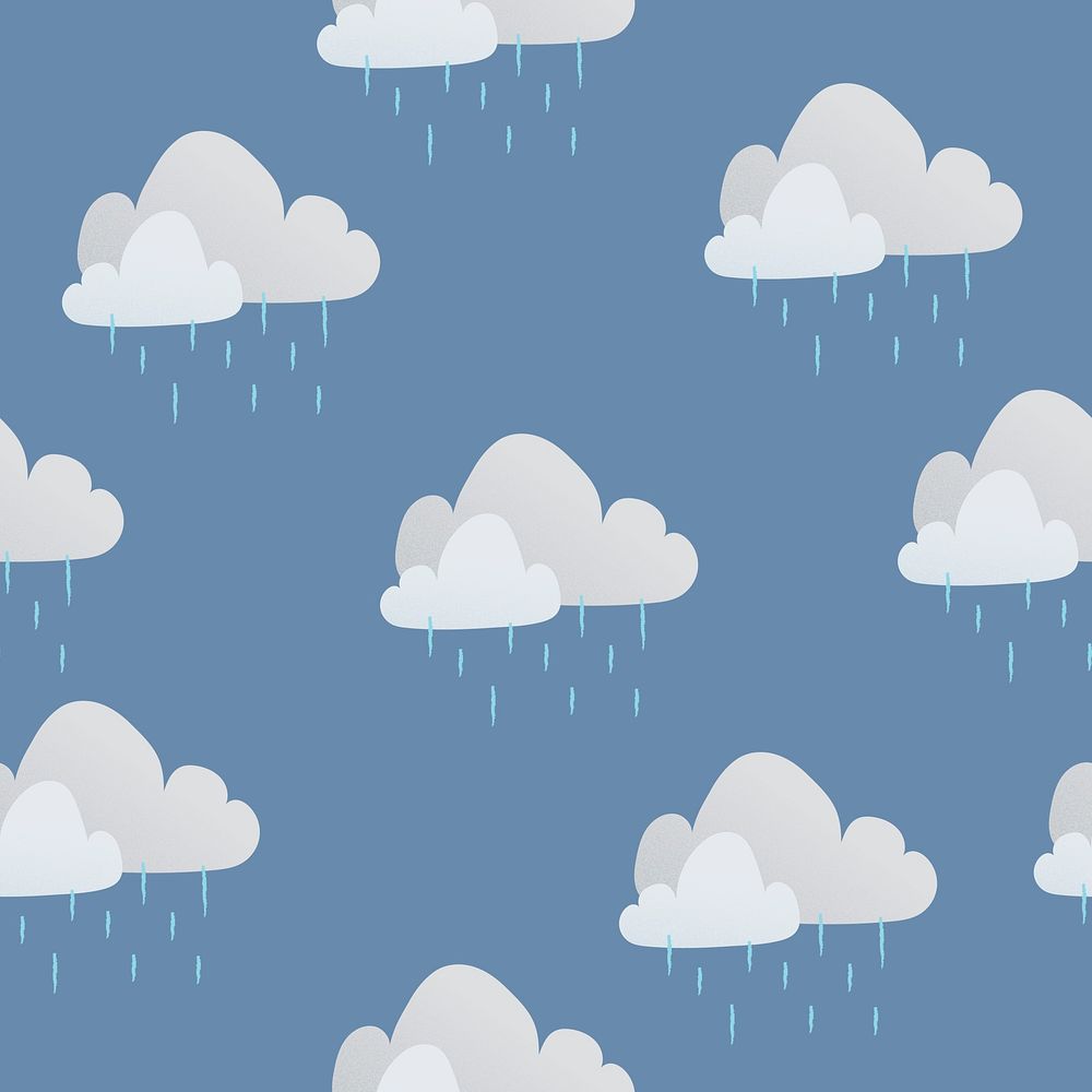 Cute seamless kids pattern background, rainy cloud  illustration