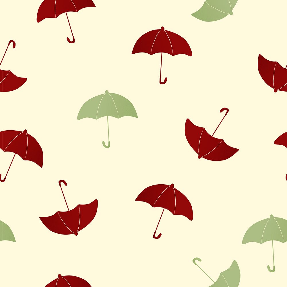 Green seamless pattern background, umbrella illustration
