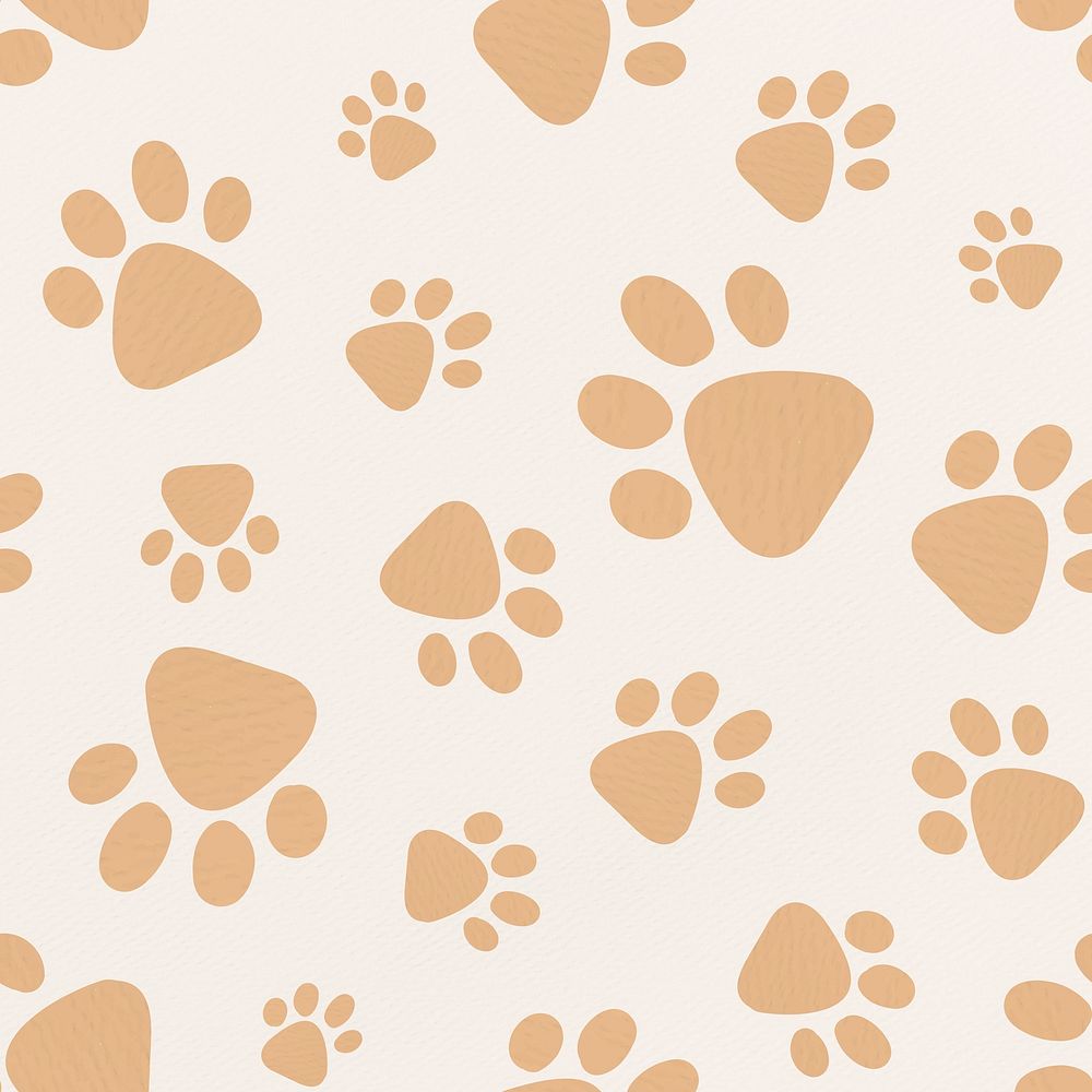 Seamless animal pattern background, cute paw print illustration