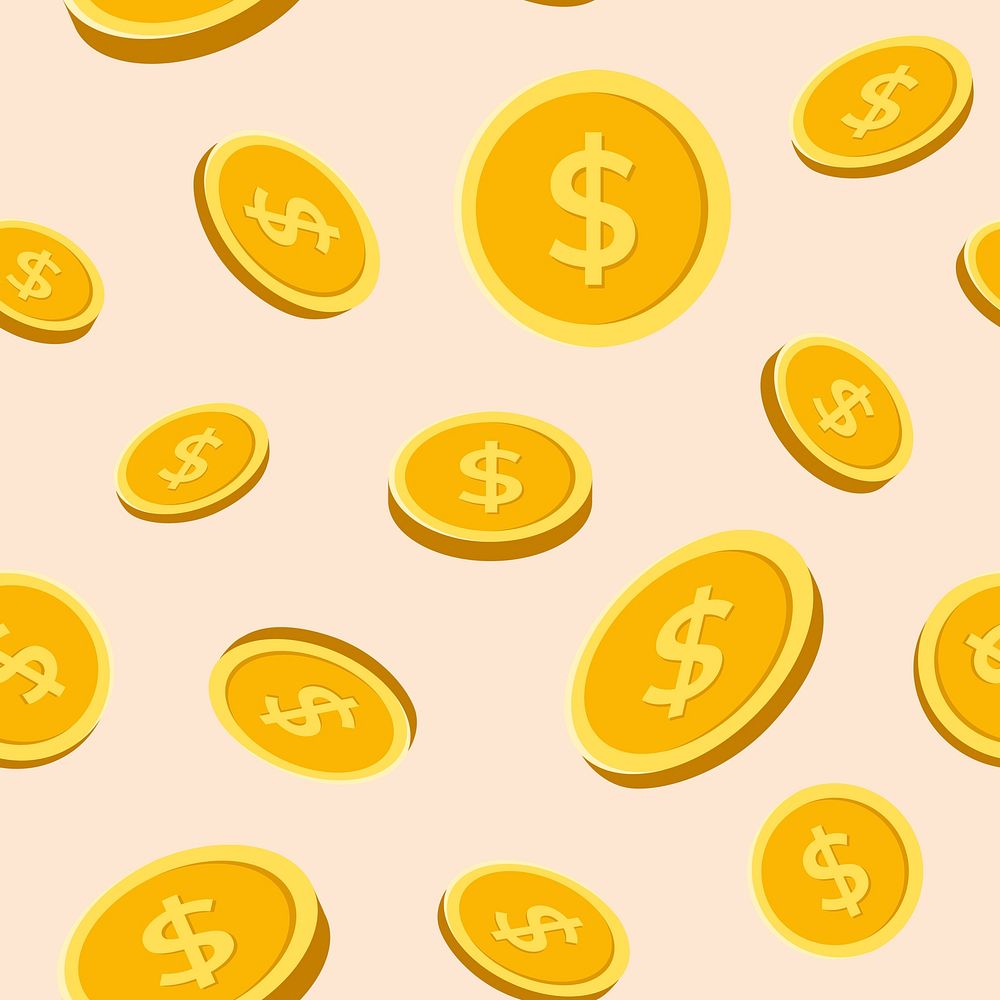 Gold coin seamless pattern background, money finance illustration