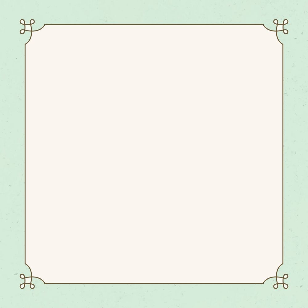 Vintage frame vector with yellow border on green background