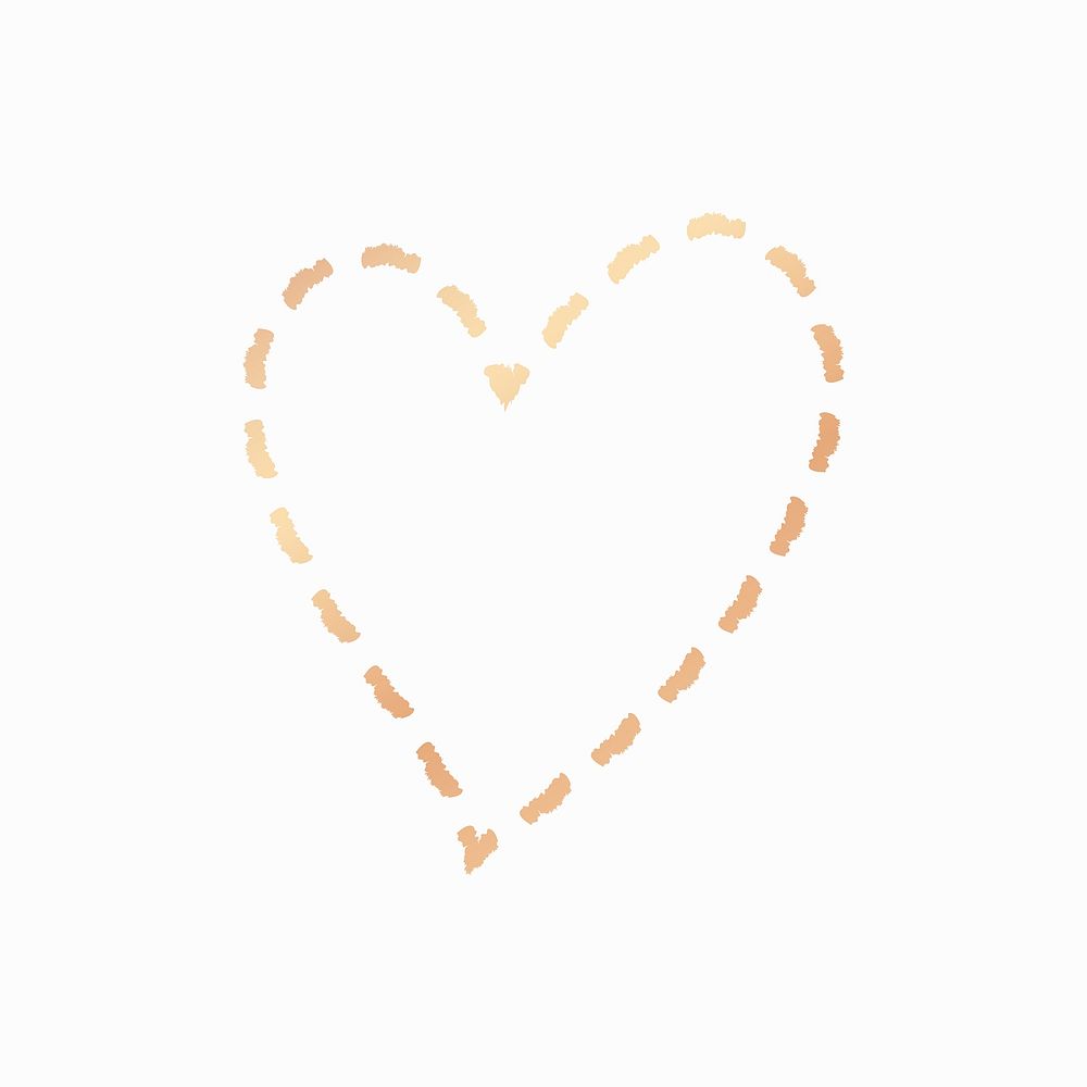 Gold heart doodle, icon illustration in hand-drawn style