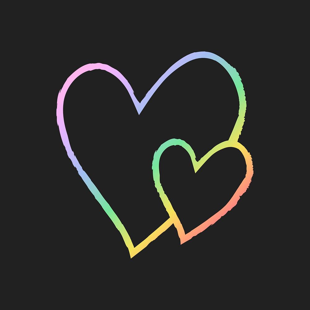Rainbow hearts icon, vector illustration in doodle style