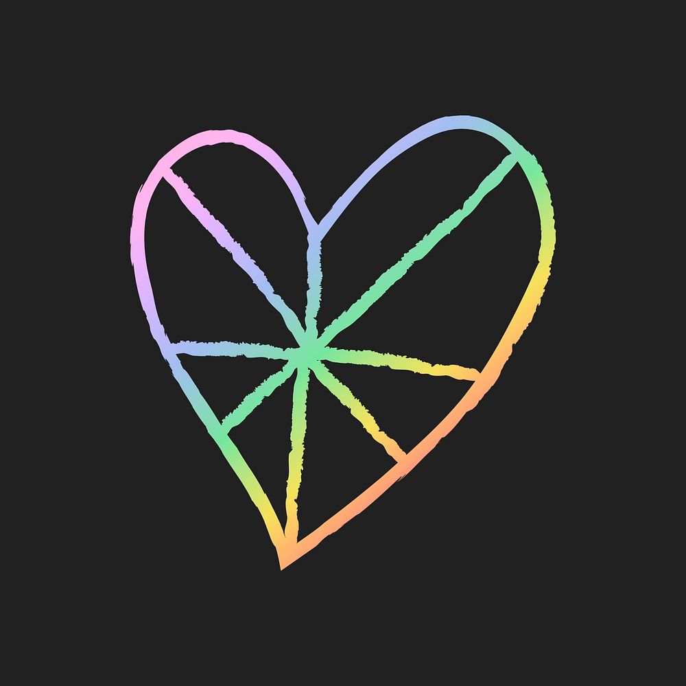 Rainbow heart icon, vector illustration in doodle style