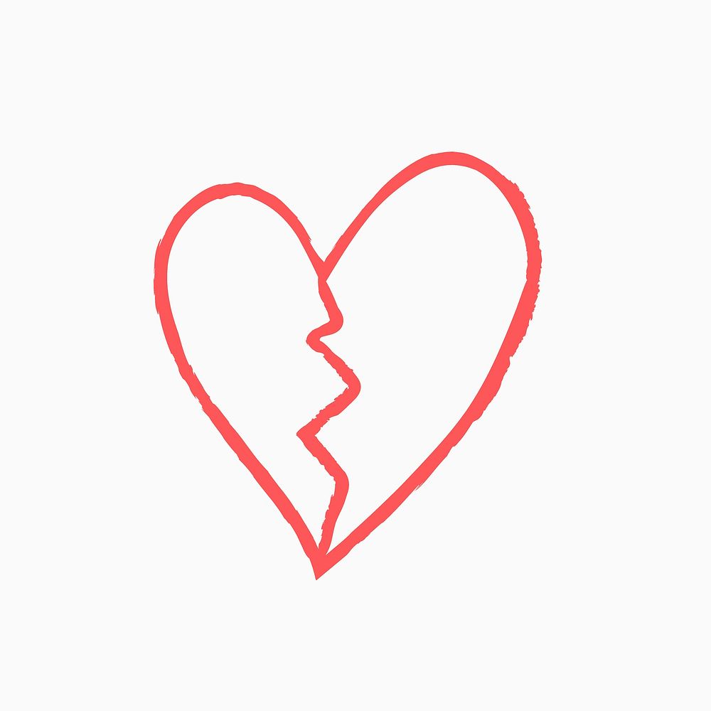 Heartbreak icon, pink hand drawn style