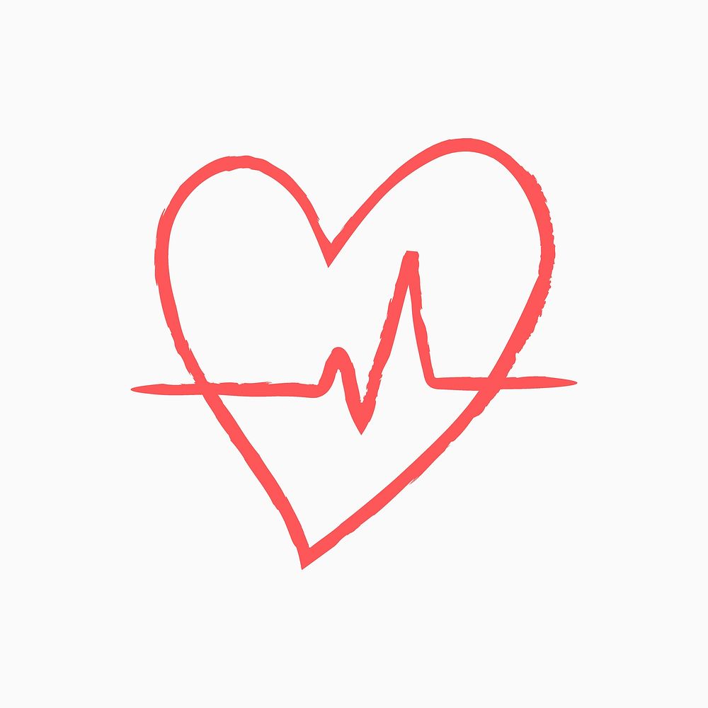 Heartbeat icon, pink doodle illustration