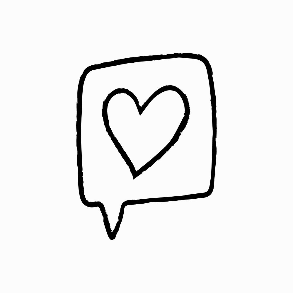 Heart social media icon, hand-drawn doodle