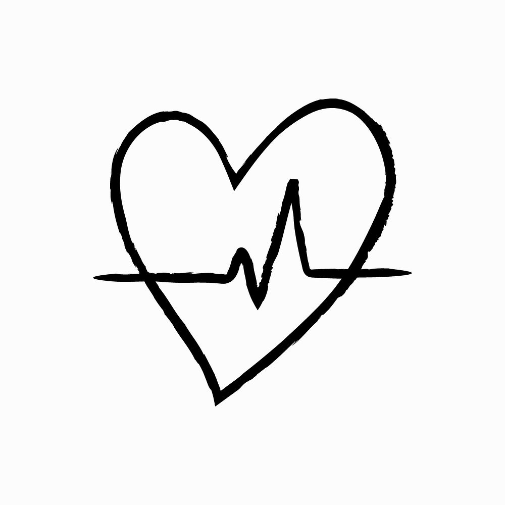 Heartbeat pulse icon, simple doodle illustration