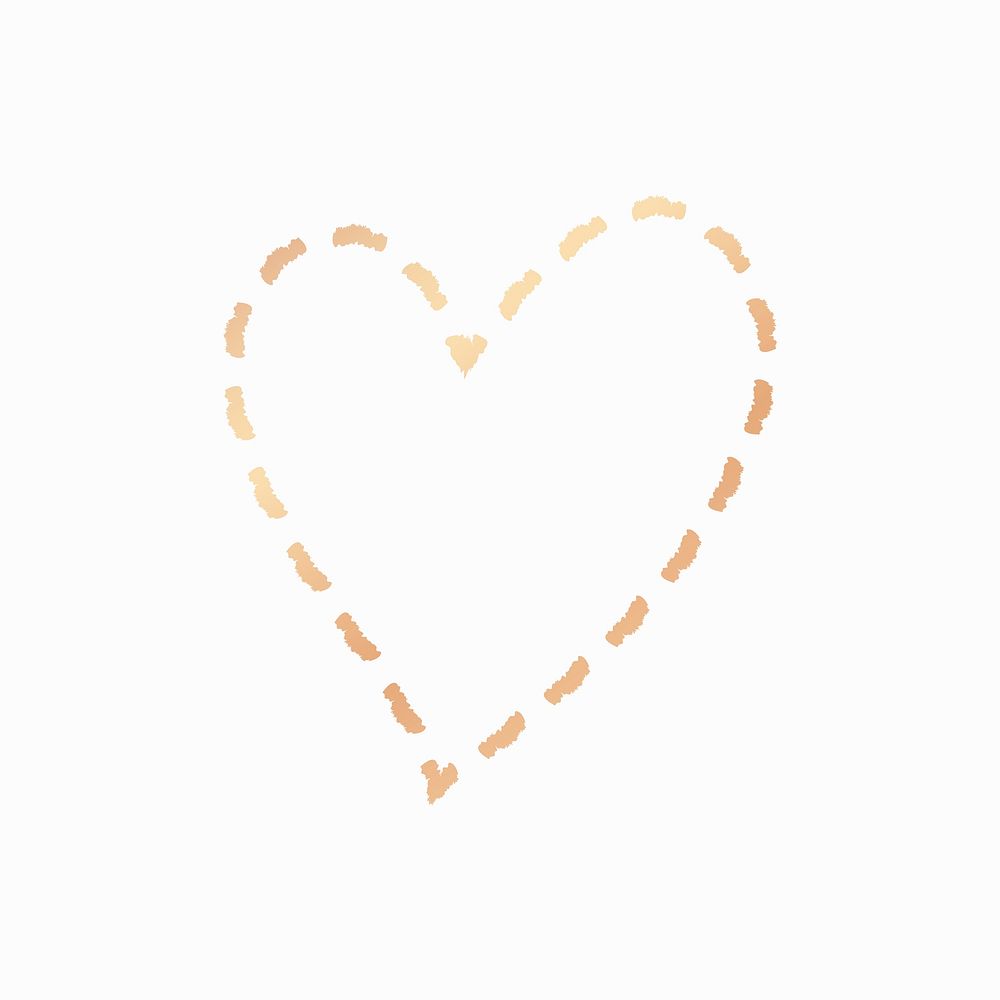 Dash line heart element vector in doodle style